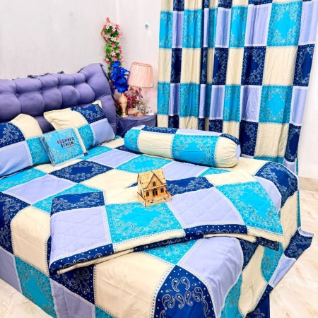 Bed Sheet 1 + AC Khata 1 +  Pillow Cover 2 + Lapel Pillow Cover 1 Code - 818