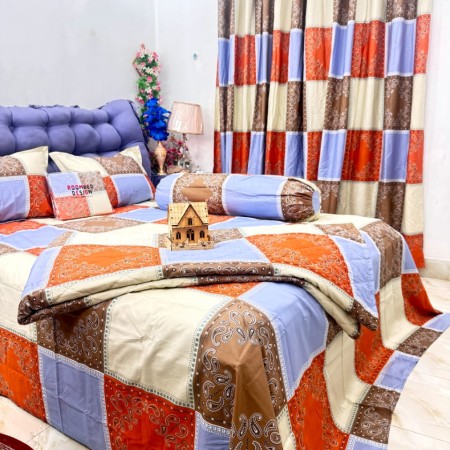 Bed Sheet 1 + AC Khata 1 +  Pillow Cover 2 + Lapel Pillow Cover 1 Code - 827
