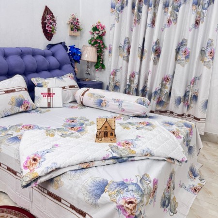 Bed Sheet 1 + AC Khata 1 +  Pillow Cover 2 + Lapel Pillow Cover 1 Code - 817